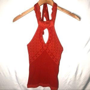 Key Hole Halter Top - Burnt Orange